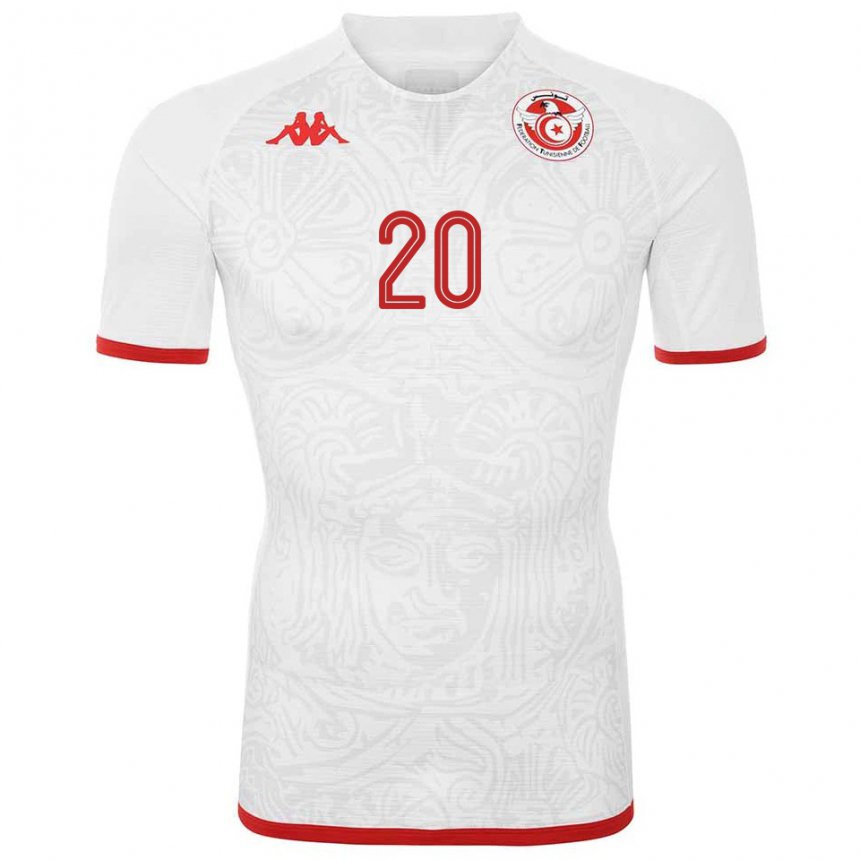 Niño Camiseta Túnez Mohamed Drager #20 Blanco 2ª Equipación 22-24 La Camisa Chile