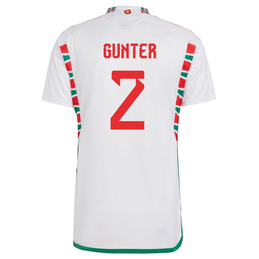 Niño Camiseta Gales Chris Gunter #2 Blanco 2ª Equipación 22-24 La Camisa Chile