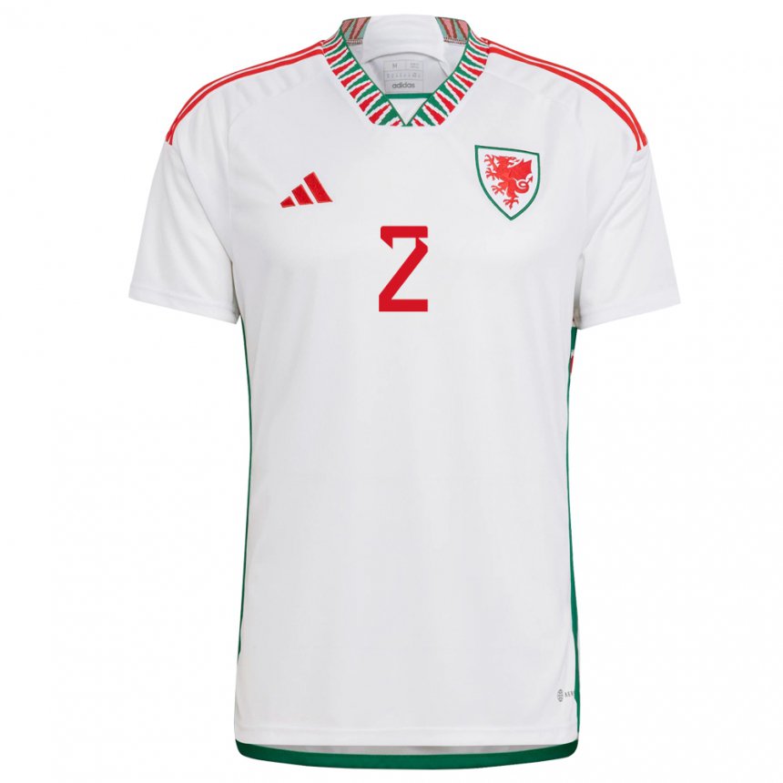 Niño Camiseta Gales Chris Gunter #2 Blanco 2ª Equipación 22-24 La Camisa Chile