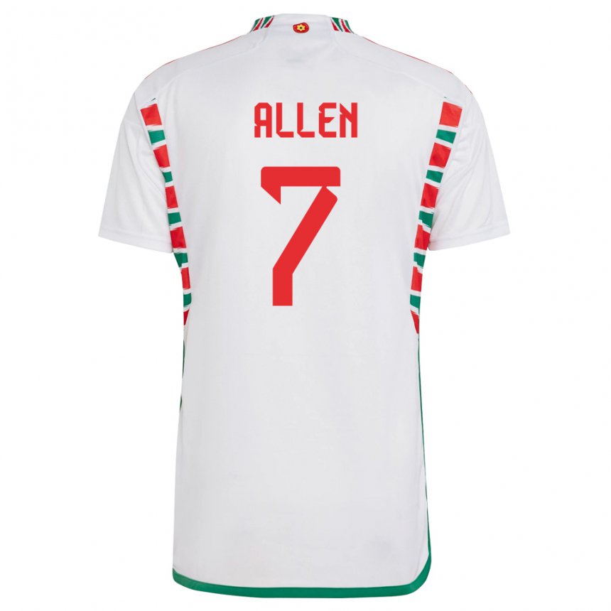 Niño Camiseta Gales Joe Allen #7 Blanco 2ª Equipación 22-24 La Camisa Chile