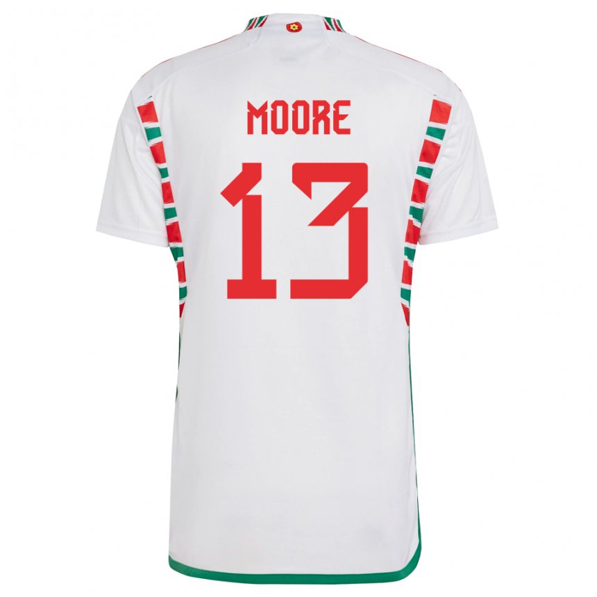 Niño Camiseta Gales Kieffer Moore #13 Blanco 2ª Equipación 22-24 La Camisa Chile