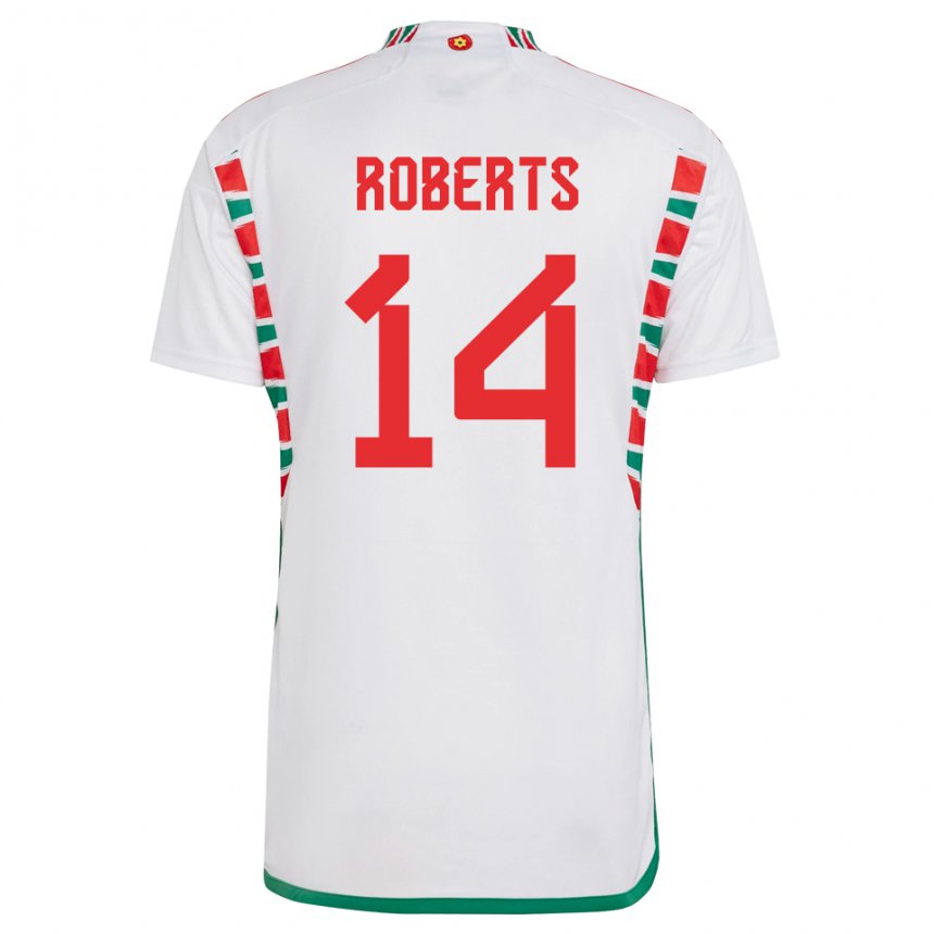 Niño Camiseta Gales Connor Roberts #14 Blanco 2ª Equipación 22-24 La Camisa Chile