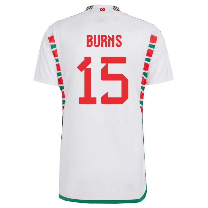 Niño Camiseta Gales Wes Burns #15 Blanco 2ª Equipación 22-24 La Camisa Chile