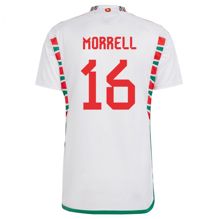 Niño Camiseta Gales Joe Morrell #16 Blanco 2ª Equipación 22-24 La Camisa Chile