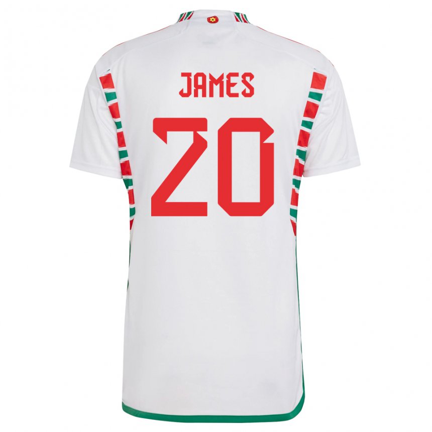 Niño Camiseta Gales Daniel James #20 Blanco 2ª Equipación 22-24 La Camisa Chile