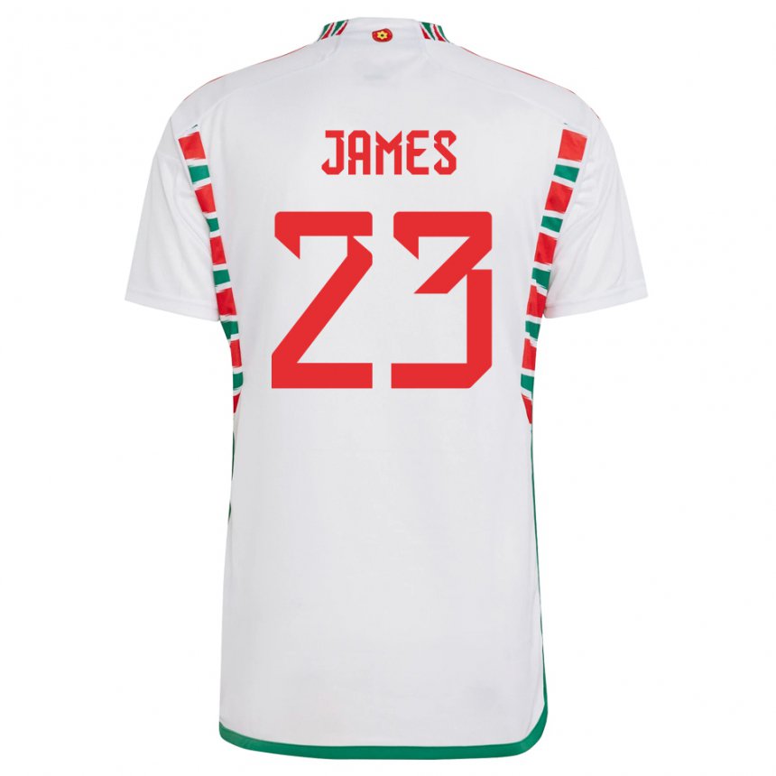 Niño Camiseta Gales Jordan James #23 Blanco 2ª Equipación 22-24 La Camisa Chile