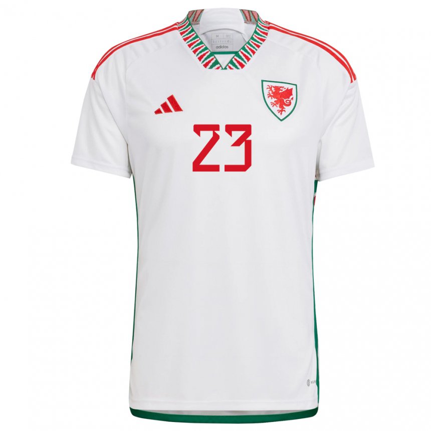 Niño Camiseta Gales Jordan James #23 Blanco 2ª Equipación 22-24 La Camisa Chile