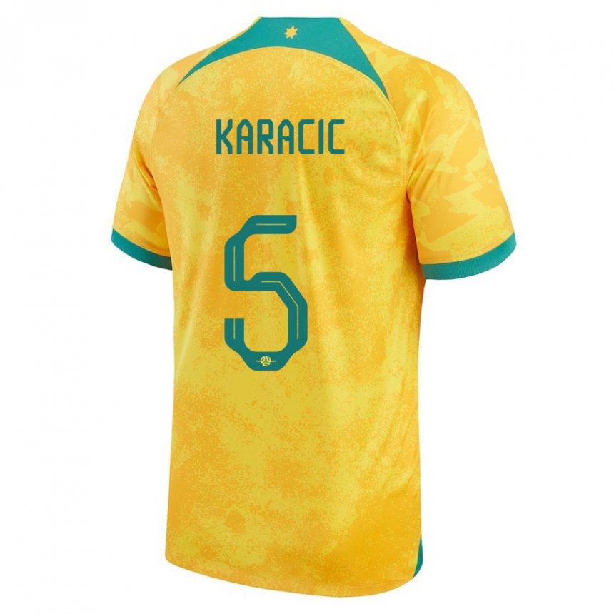 Hombre Camiseta Australia Fran Karacic #5 Dorado 1ª Equipación 22-24 La Camisa Chile