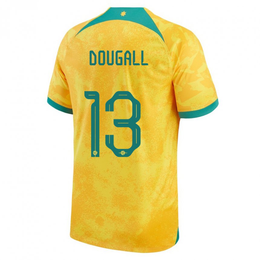Hombre Camiseta Australia Kenny Dougall #13 Dorado 1ª Equipación 22-24 La Camisa Chile
