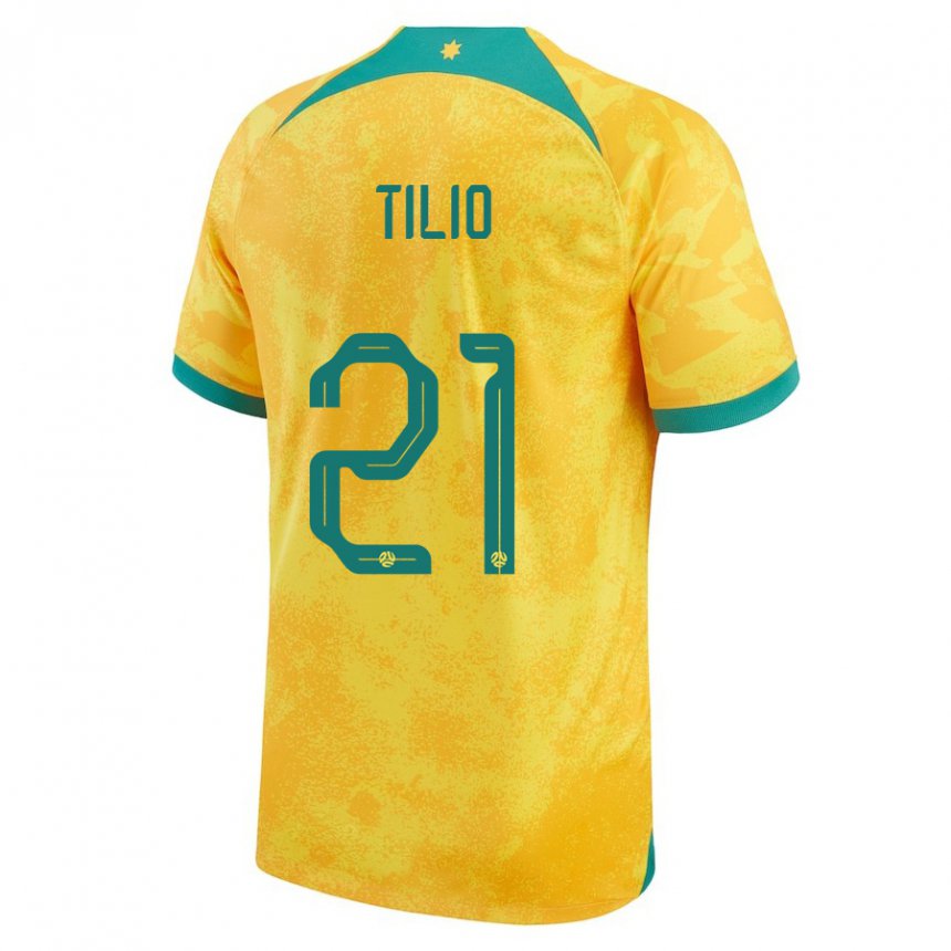 Hombre Camiseta Australia Marco Tilio #21 Dorado 1ª Equipación 22-24 La Camisa Chile