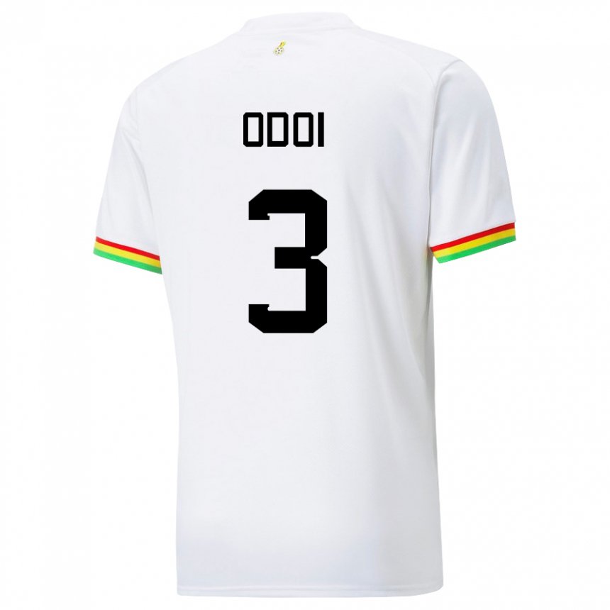 Hombre Camiseta Ghana Denis Odoi #3 Blanco 1ª Equipación 22-24 La Camisa Chile