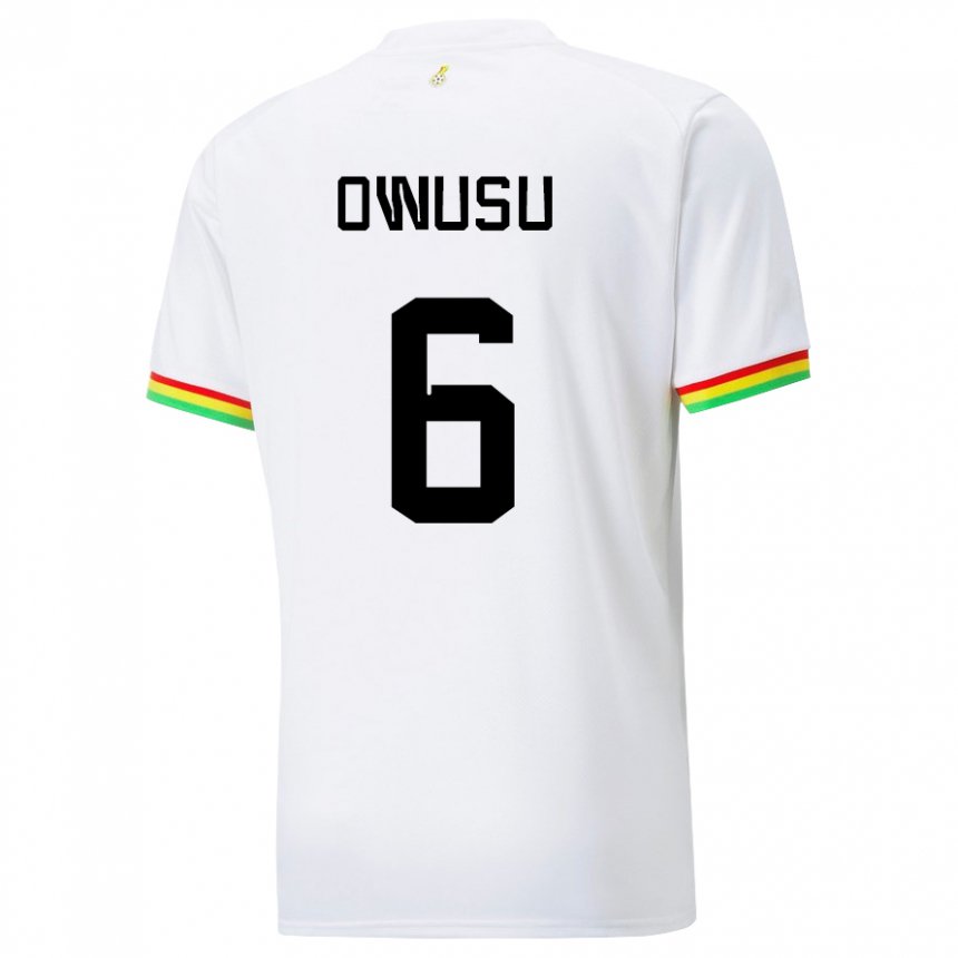 Hombre Camiseta Ghana Elisha Owusu #6 Blanco 1ª Equipación 22-24 La Camisa Chile