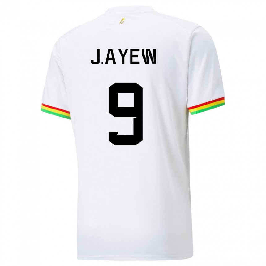 Hombre Camiseta Ghana Jordan Ayew #9 Blanco 1ª Equipación 22-24 La Camisa Chile