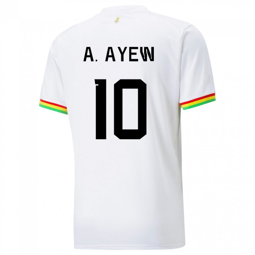 Hombre Camiseta Ghana Andre Ayew #10 Blanco 1ª Equipación 22-24 La Camisa Chile