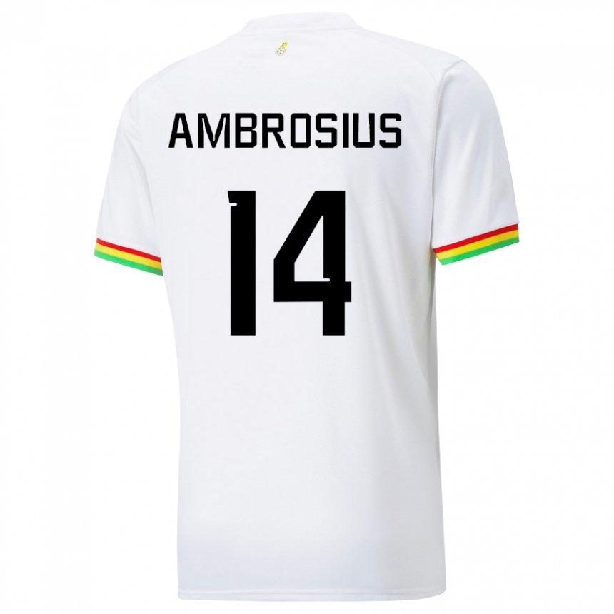 Hombre Camiseta Ghana Stephan Ambrosius #14 Blanco 1ª Equipación 22-24 La Camisa Chile