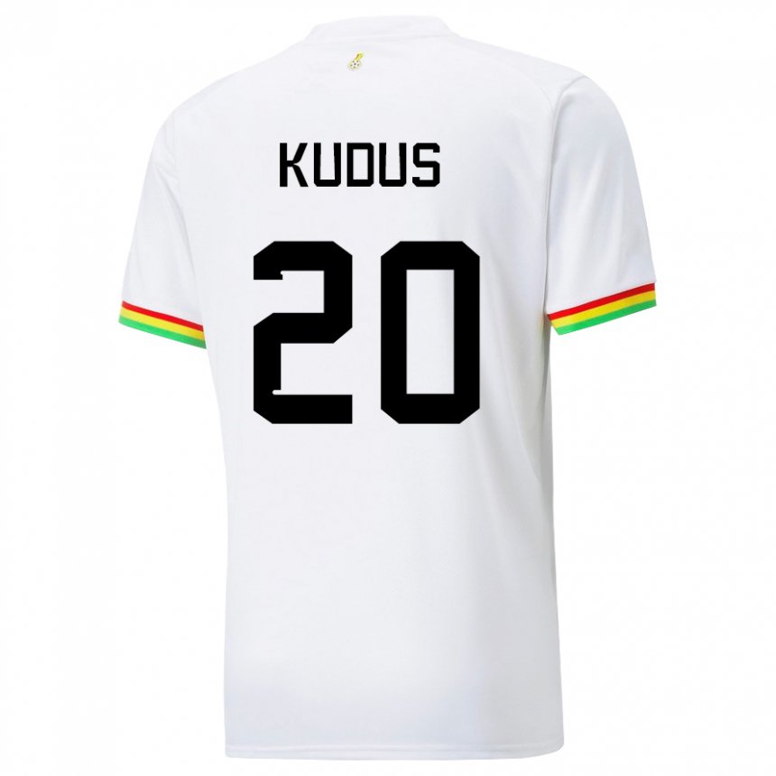 Hombre Camiseta Ghana Mohammed Kudus #20 Blanco 1ª Equipación 22-24 La Camisa Chile