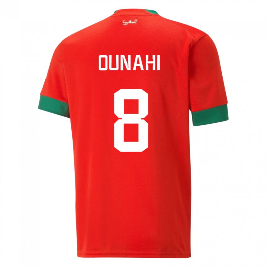 Hombre Camiseta Marruecos Azzeddine Ounahi #8 Rojo 1ª Equipación 22-24 La Camisa Chile