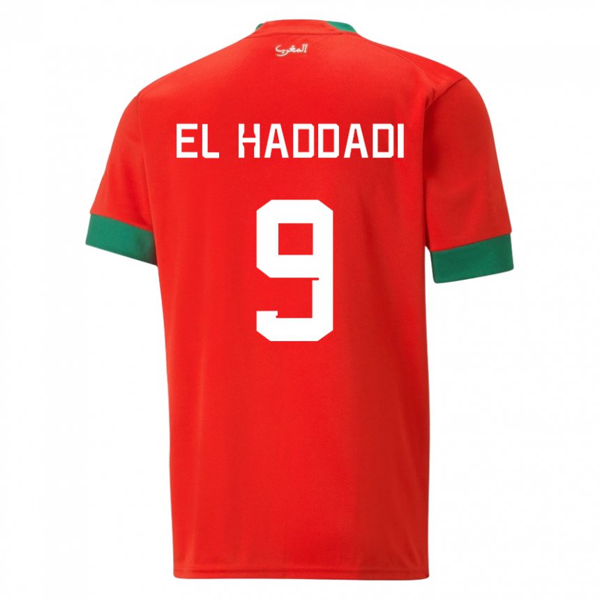 Hombre Camiseta Marruecos Munir El Haddadi #9 Rojo 1ª Equipación 22-24 La Camisa Chile