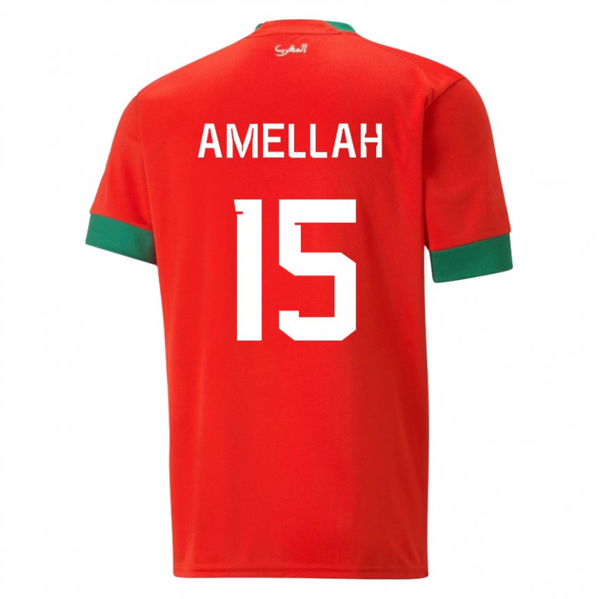 Hombre Camiseta Marruecos Selim Amellah #15 Rojo 1ª Equipación 22-24 La Camisa Chile