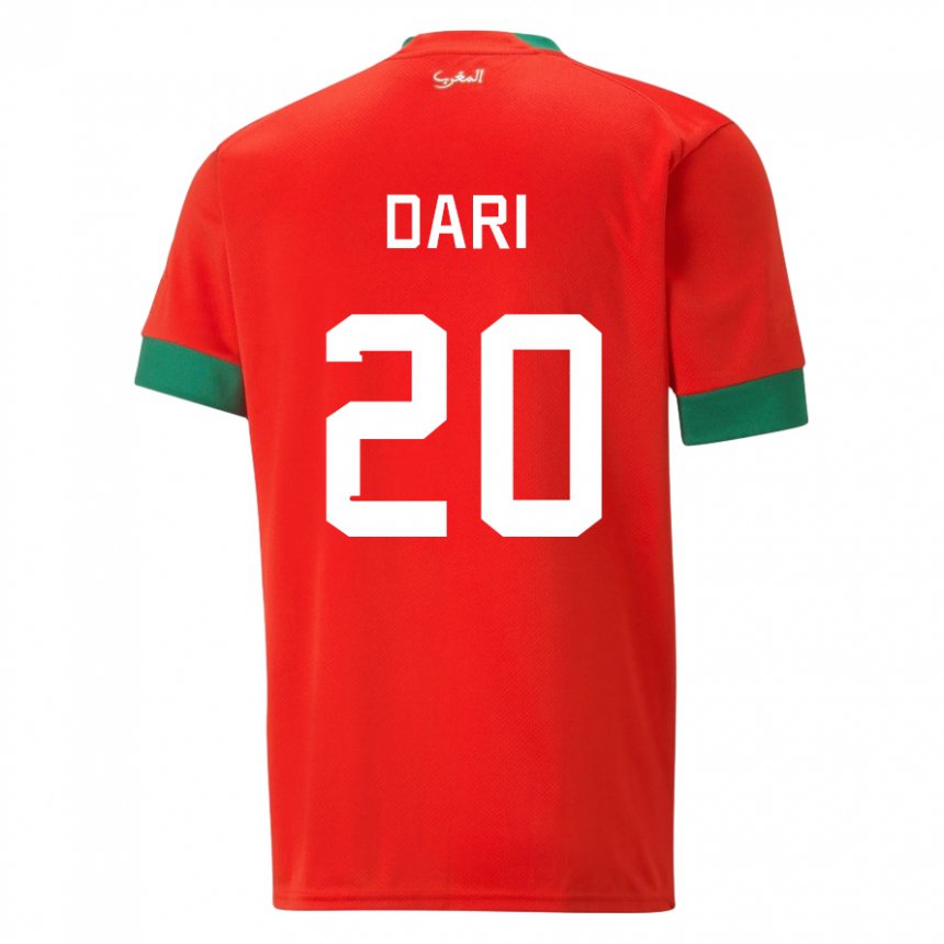 Hombre Camiseta Marruecos Achraf Dari #20 Rojo 1ª Equipación 22-24 La Camisa Chile