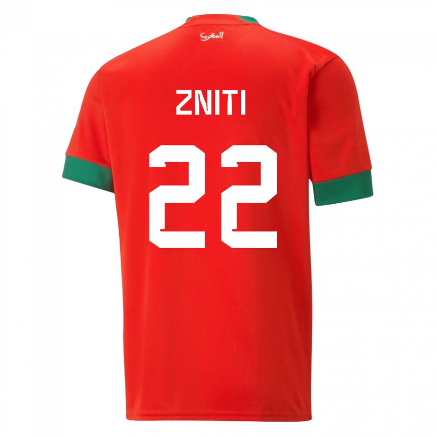 Hombre Camiseta Marruecos Anas Zniti #22 Rojo 1ª Equipación 22-24 La Camisa Chile