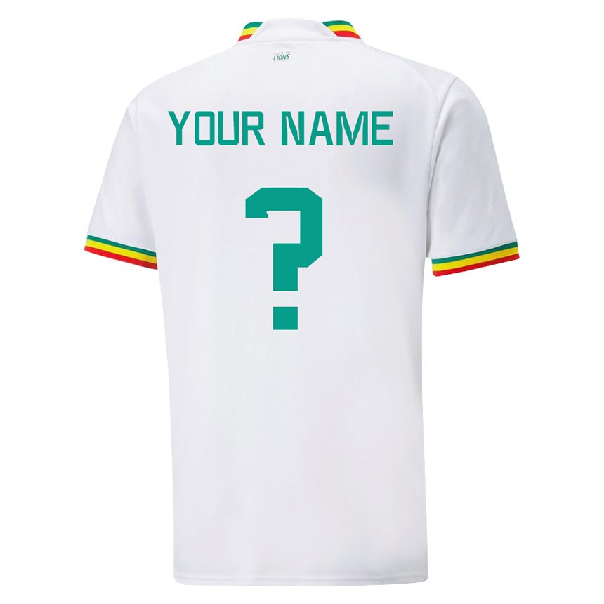 Hombre Camiseta Senegal Su Nombre #0 Blanco 1ª Equipación 22-24 La Camisa Chile