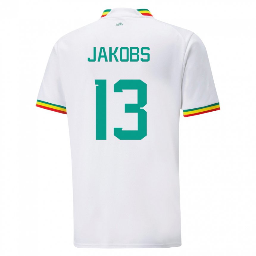 Hombre Camiseta Senegal Ismail Jakobs #13 Blanco 1ª Equipación 22-24 La Camisa Chile