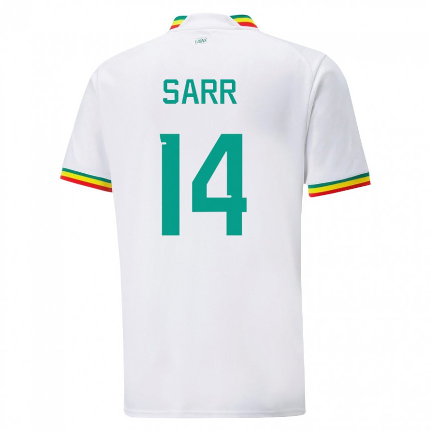 Hombre Camiseta Senegal Pape Sarr #14 Blanco 1ª Equipación 22-24 La Camisa Chile