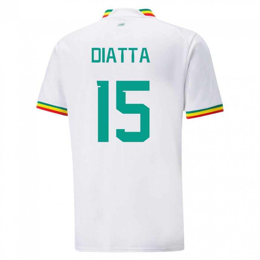 Hombre Camiseta Senegal Krepin Diatta #15 Blanco 1ª Equipación 22-24 La Camisa Chile