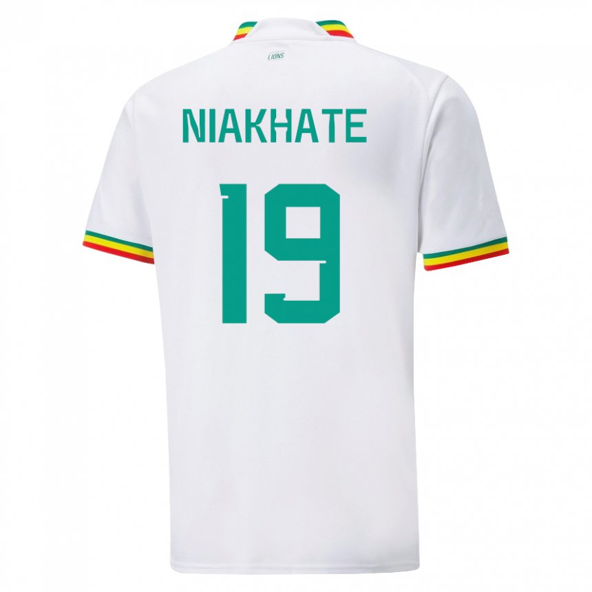 Hombre Camiseta Senegal Moussa Niakhate #19 Blanco 1ª Equipación 22-24 La Camisa Chile
