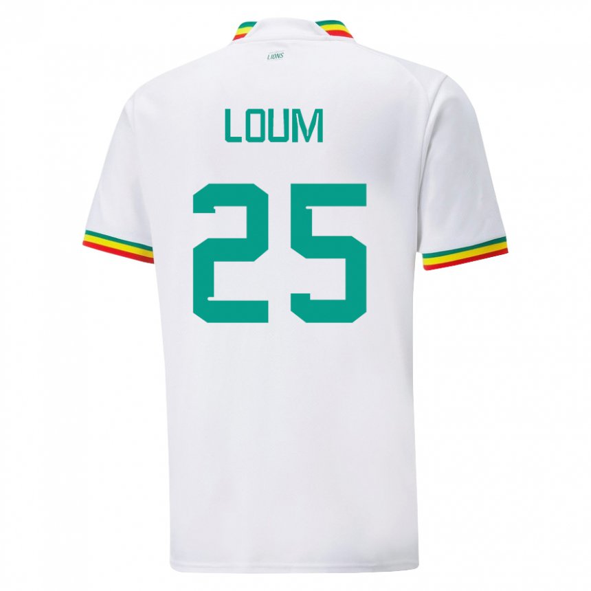 Hombre Camiseta Senegal Mamadou Loum #25 Blanco 1ª Equipación 22-24 La Camisa Chile