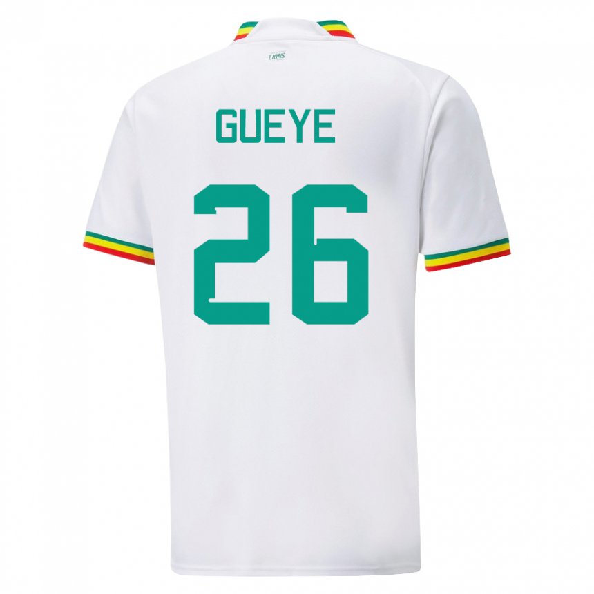 Hombre Camiseta Senegal Pape Gueye #26 Blanco 1ª Equipación 22-24 La Camisa Chile