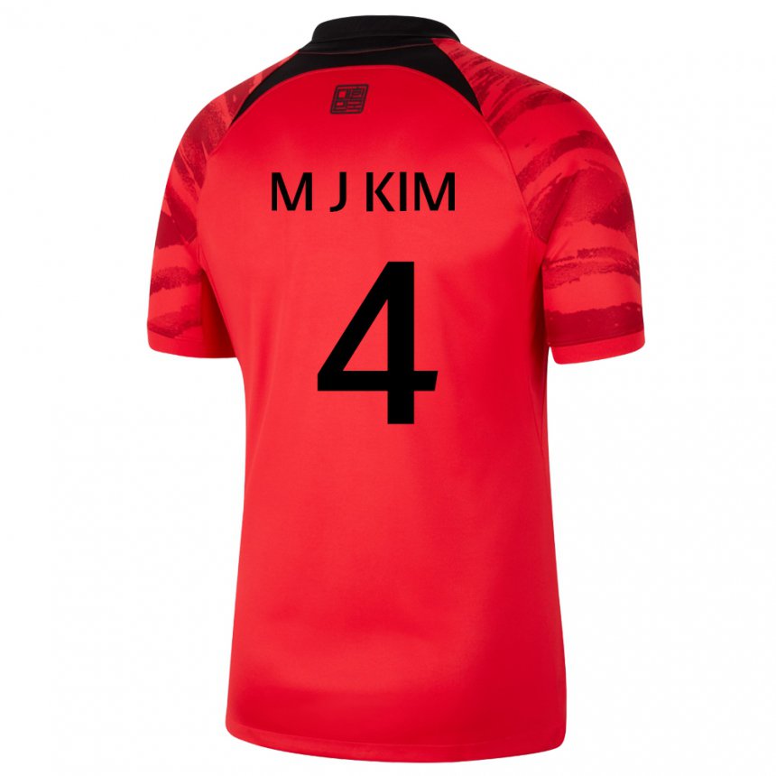 Hombre Camiseta Corea Del Sur Min-jae Kim #4 Rojo Volver 1ª Equipación 22-24 La Camisa Chile