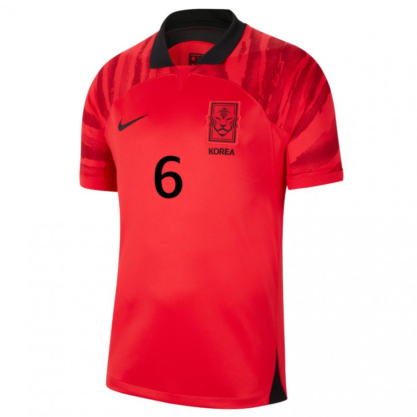 Hombre Camiseta Corea Del Sur In-beom Hwang #6 Rojo Volver 1ª Equipación 22-24 La Camisa Chile