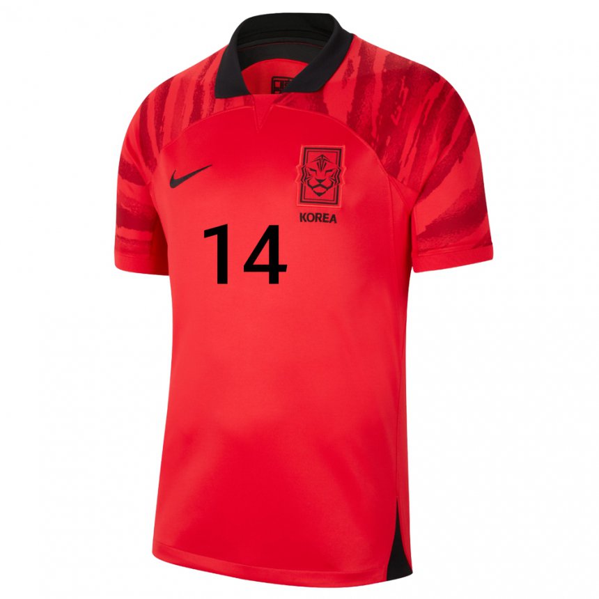 Hombre Camiseta Corea Del Sur Chul Hong #14 Rojo Volver 1ª Equipación 22-24 La Camisa Chile