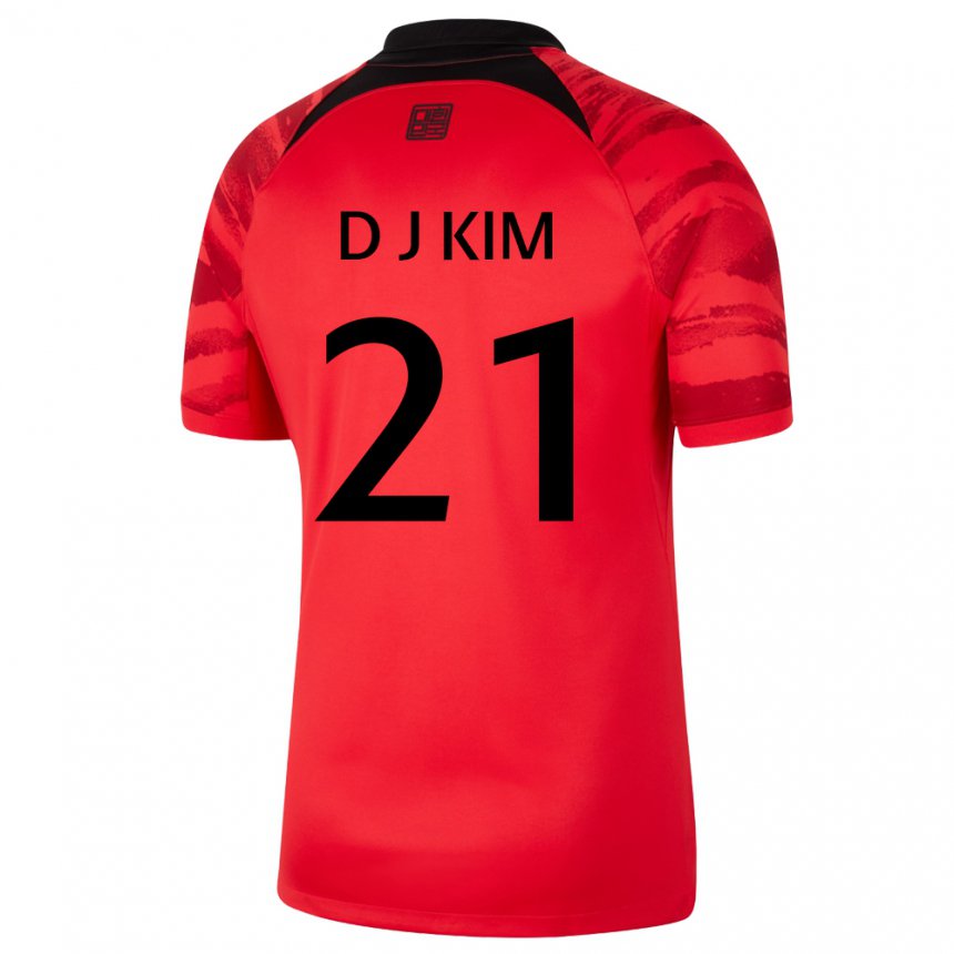 Hombre Camiseta Corea Del Sur Dong-jun Kim #21 Rojo Volver 1ª Equipación 22-24 La Camisa Chile