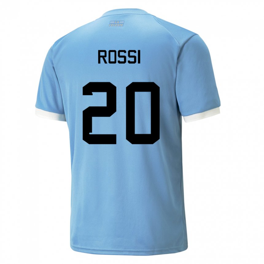 Hombre Camiseta Uruguay Diego Rossi #20 Azul 1ª Equipación 22-24 La Camisa Chile