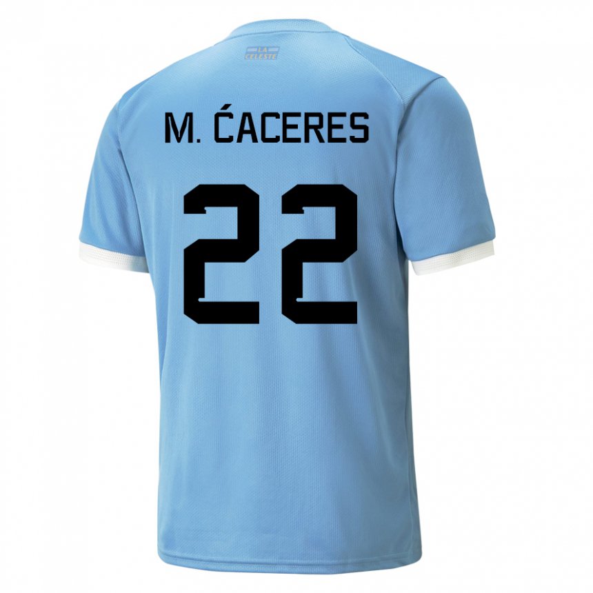 Hombre Camiseta Uruguay Martin Caceres #22 Azul 1ª Equipación 22-24 La Camisa Chile