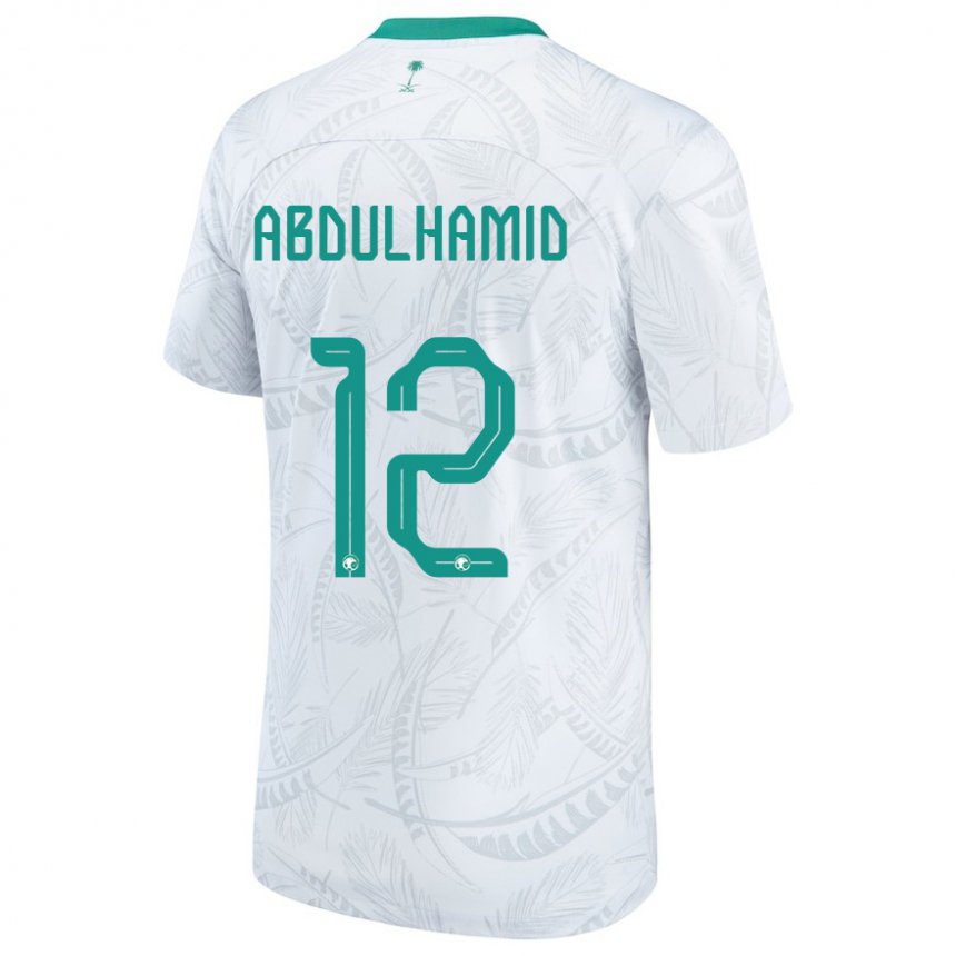 Hombre Camiseta Arabia Saudita Saud Abdulhamid #12 Blanco 1ª Equipación 22-24 La Camisa Chile