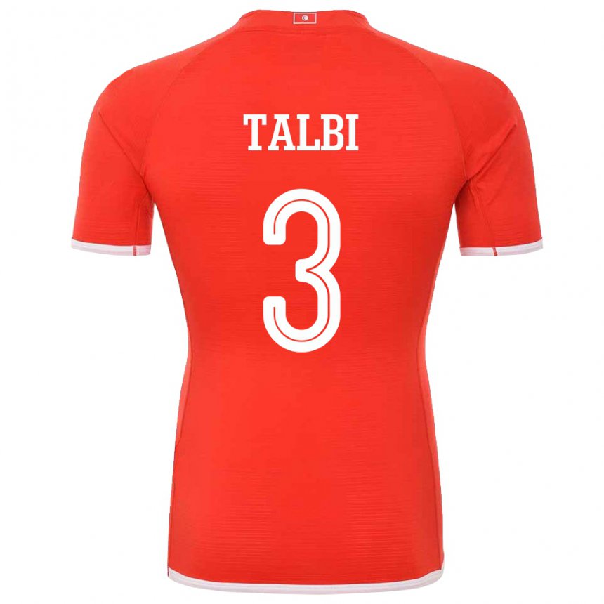 Hombre Camiseta Túnez Montassar Talbi #3 Rojo 1ª Equipación 22-24 La Camisa Chile