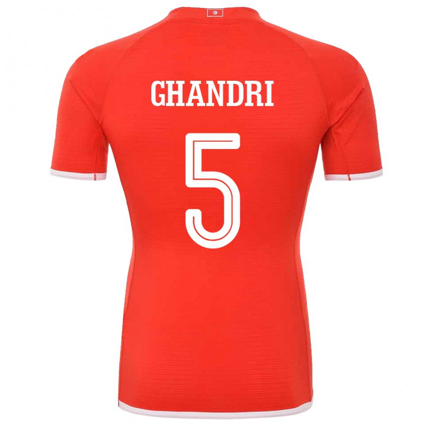Hombre Camiseta Túnez Nader Ghandri #5 Rojo 1ª Equipación 22-24 La Camisa Chile