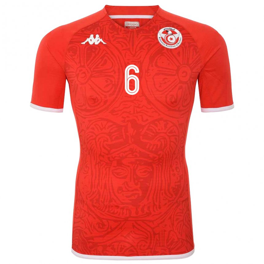 Hombre Camiseta Túnez Dylan Bronn #6 Rojo 1ª Equipación 22-24 La Camisa Chile