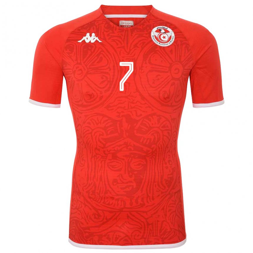 Hombre Camiseta Túnez Youssef M Sakni #7 Rojo 1ª Equipación 22-24 La Camisa Chile