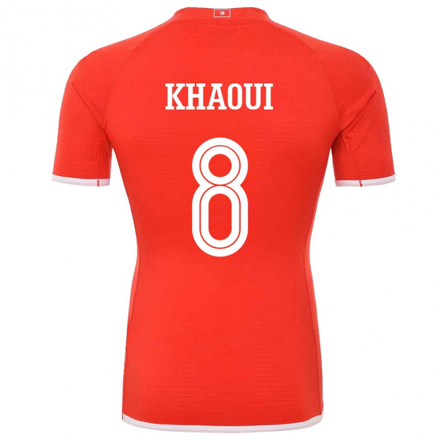 Hombre Camiseta Túnez Saif Eddine Khaoui #8 Rojo 1ª Equipación 22-24 La Camisa Chile