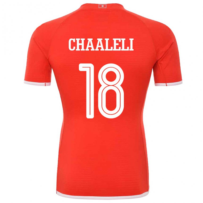 Hombre Camiseta Túnez Ghaliene Chaaleli #18 Rojo 1ª Equipación 22-24 La Camisa Chile