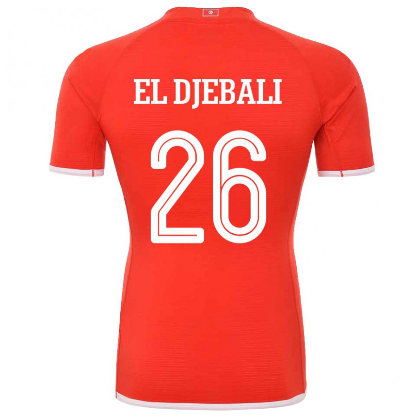 Hombre Camiseta Túnez Chaim El Djebali #26 Rojo 1ª Equipación 22-24 La Camisa Chile