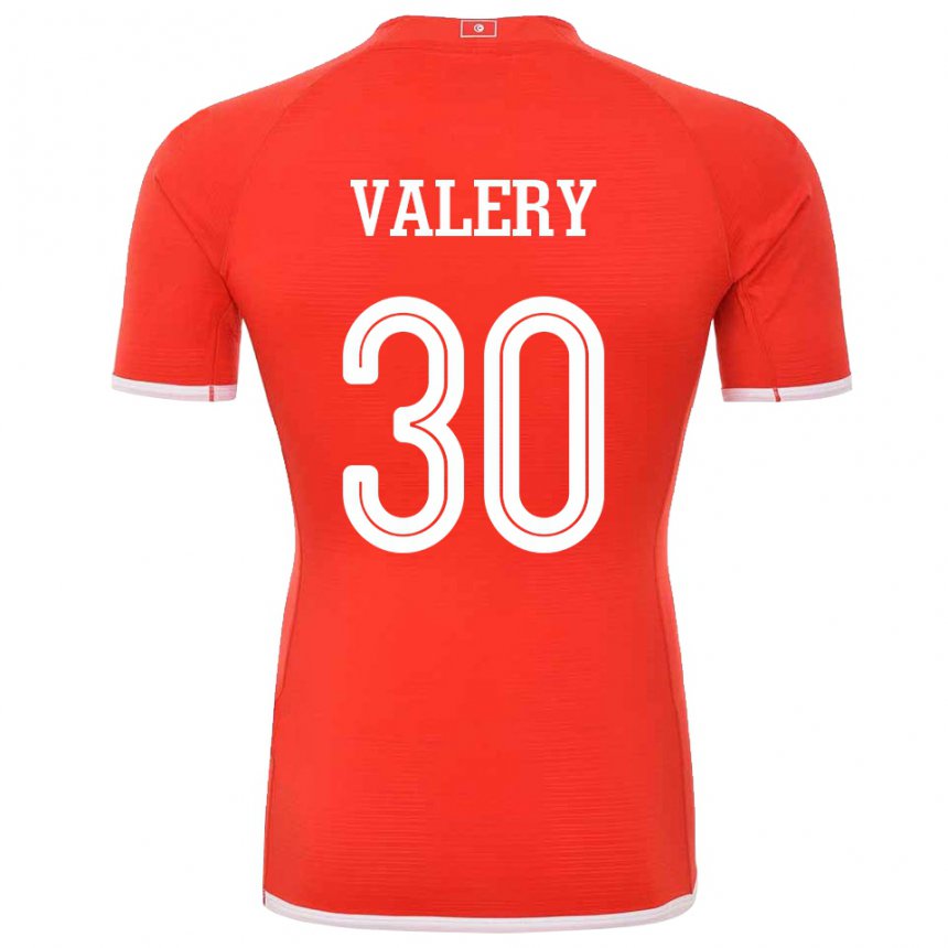 Hombre Camiseta Túnez Yann Valery #30 Rojo 1ª Equipación 22-24 La Camisa Chile