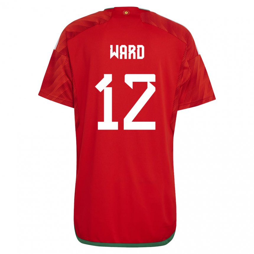 Hombre Camiseta Gales Danny Ward #12 Rojo 1ª Equipación 22-24 La Camisa Chile