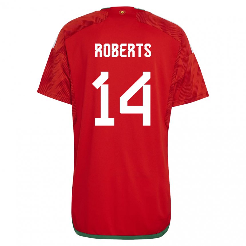 Hombre Camiseta Gales Connor Roberts #14 Rojo 1ª Equipación 22-24 La Camisa Chile