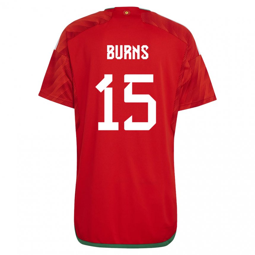 Hombre Camiseta Gales Wes Burns #15 Rojo 1ª Equipación 22-24 La Camisa Chile